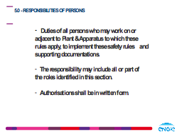 5.0 - RESPONSIBILITIES OF PERSONS 