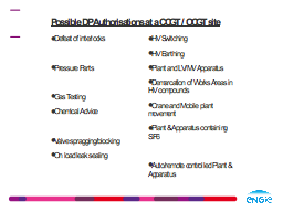 Possible DP Authorisations at a CCGT / OCGT site