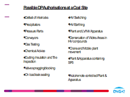 Possible DP Authorisations at a Coal Site