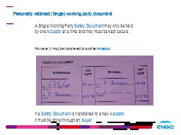 Personally retained (Single) working party document