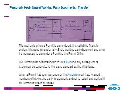 Personally Held (Single) Working Party Documents - Transfer